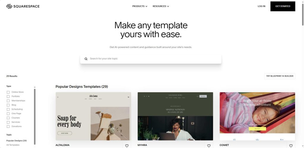 Squarespace 首页展示,专注品牌设计与创意展示型网站。