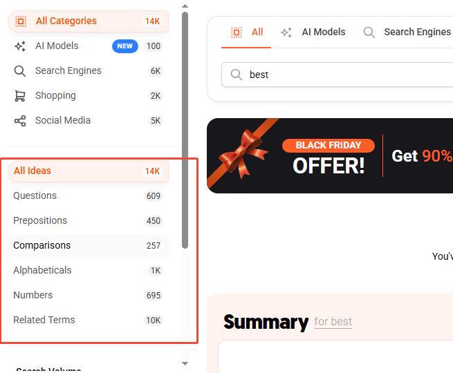 AnswerThePublic搜索结果页面。